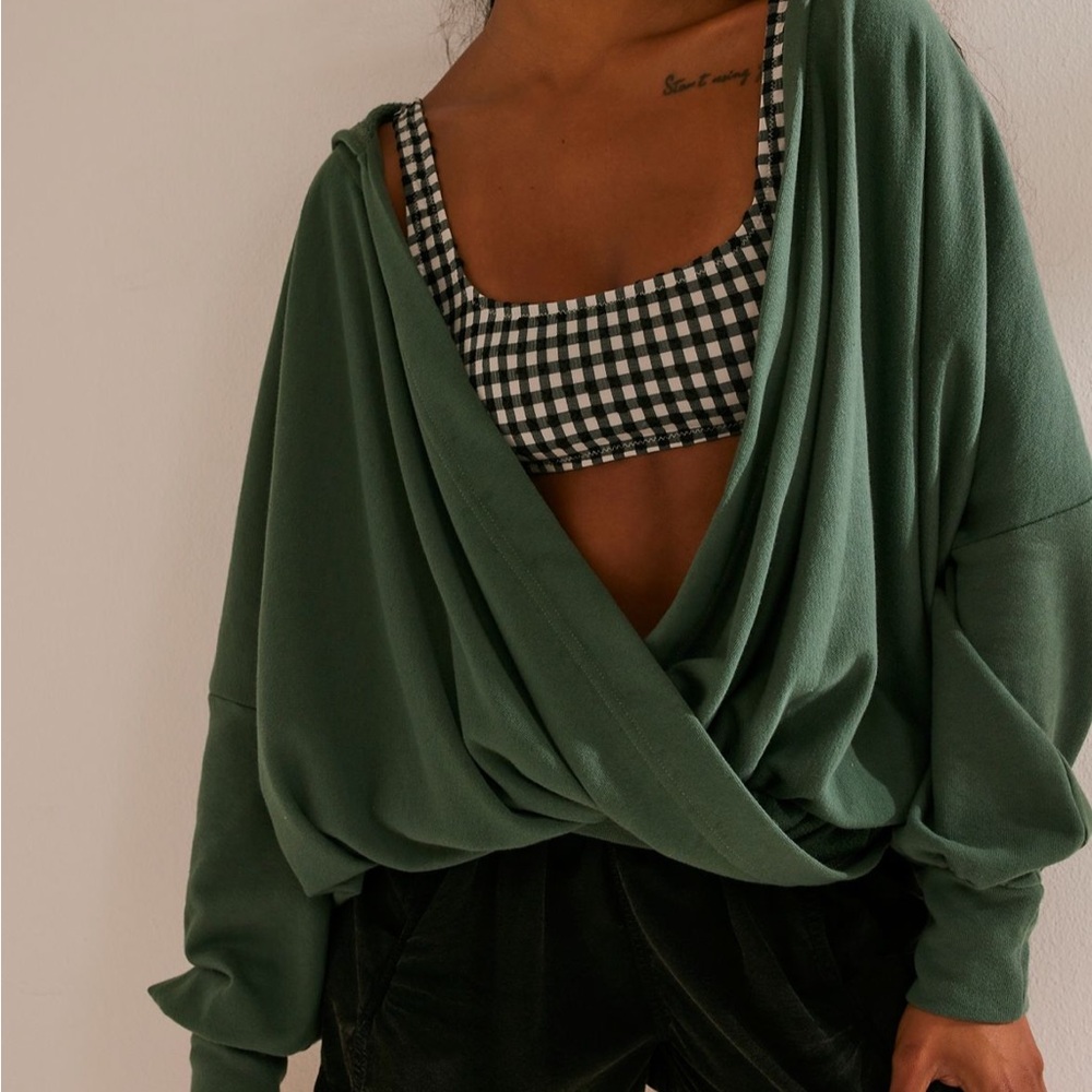 NWT Free People Green Draped Sweatshirt
